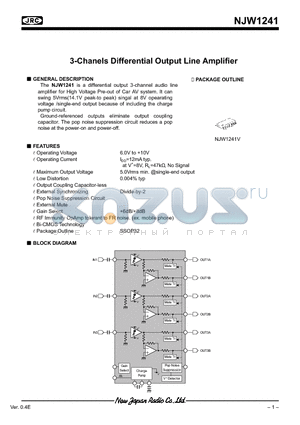 NJW1241 datasheet - 3-Chanels Differential Output Line Amplifier