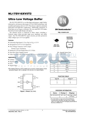 NL17SV16XV5T2 datasheet - Ultra-Low Voltage Buffer