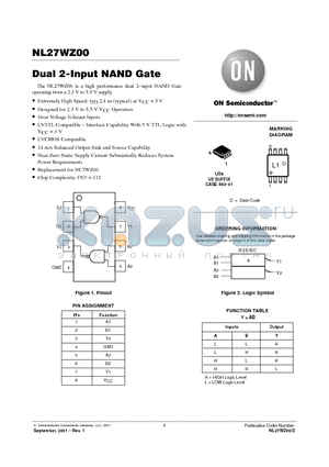 NL27WZ00US datasheet - Dual 2-Input NAND Gate