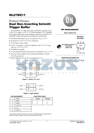 NL27WZ17 datasheet - Dual Non-Inverting Schmitt Trigger Buffer