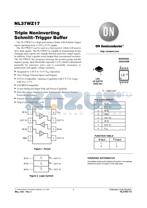 NL37WZ17 datasheet - Triple Noninverting Schmitt-Trigger Buffer