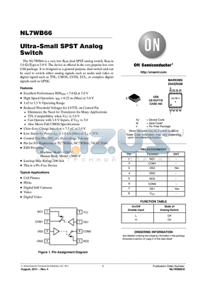 NL7WB66_11 datasheet - Ultra-Small SPST Analog Switch