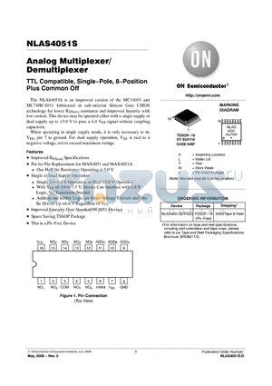 NLAS4051SDTR2G datasheet - Analog Multiplexer/ Demultiplexer