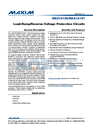 MAX16126 datasheet - Load-Dump/Reverse-Voltage Protection Circuits