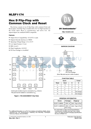 NLSF1174MNR2G datasheet - Hex D Flip−Flop with Common Clock and Reset