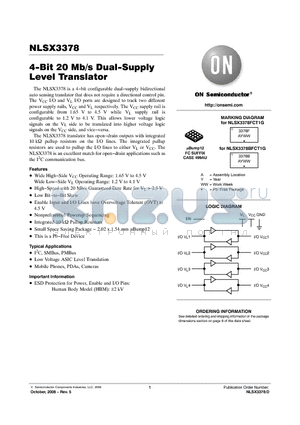 NLSX3378 datasheet - 4-Bit 20 Mb/s Dual-Supply Level Translator