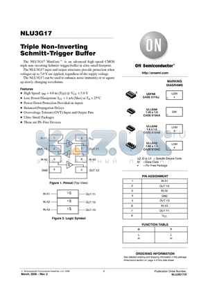 NLU3G17BMX1TCG datasheet - Triple Non-Inverting Schmitt-Trigger Buffer