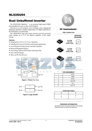 NLX2GU04BMX1TCG datasheet - Dual Unbuffered Inverter