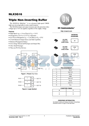 NLX3G16CMX1TCG datasheet - Triple Non-Inverting Buffer