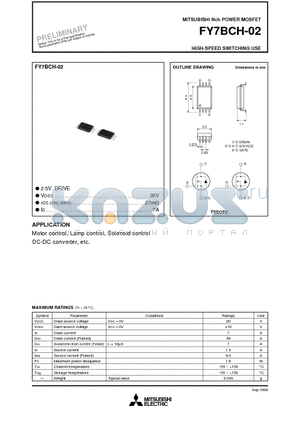 FY7BCH-02 datasheet - Nch POWER MOSFET HIGH-SPEED SWITCHING USE