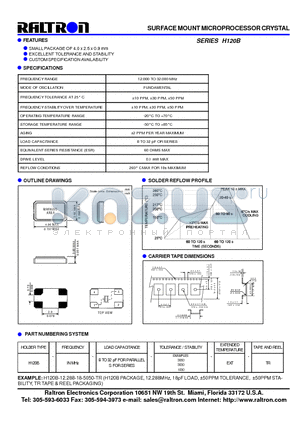 H120B datasheet - SURFACE MOUNT MICROPROCESSOR CRYSTAL