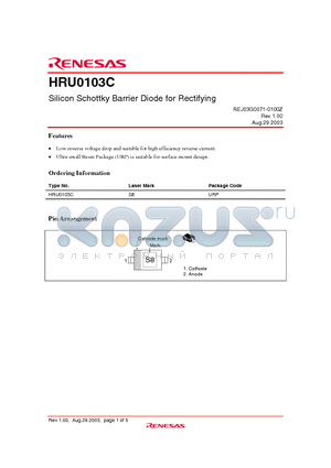 HRU0103C datasheet - Silicon Schottky Barrier Diode for Rectifying