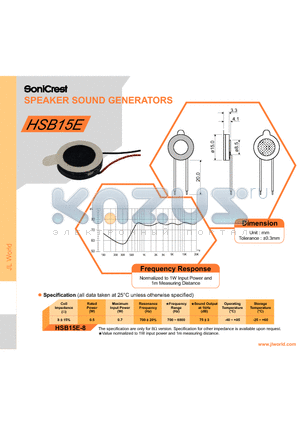 HSB15E datasheet - SPEAKER SOUND GENERATORS