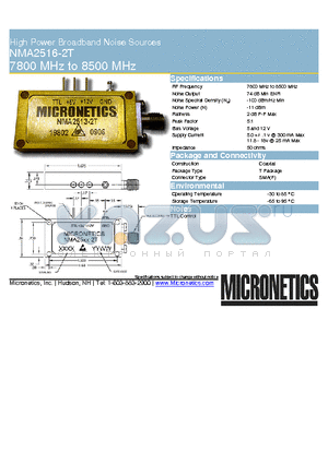 NMA2516-2T datasheet - High Power Broadband Noise Sources 7800 MHz to 8500 MHz