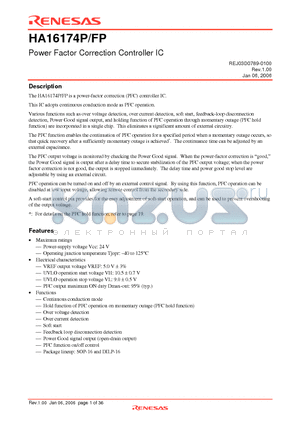 HA16174FP datasheet - Power Factor Correction Controller IC