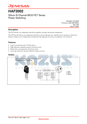 HAF2002 datasheet - Silicon N Channel MOSFET Series Power Switching
