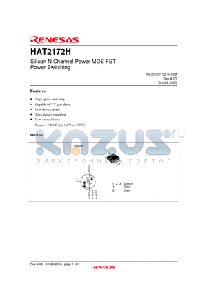 HAT2172H datasheet - Silicon N Channel Power MOS FET Power Switching