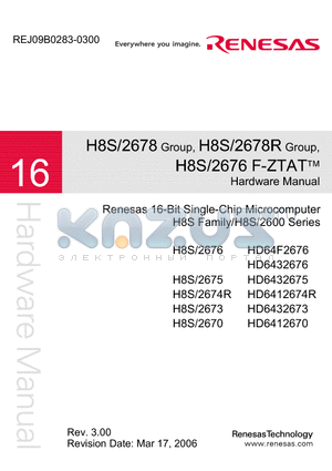 H8S2678 datasheet - Renesas 16-Bit Single-Chip Microcomputer H8S Family/H8S/2600 Series