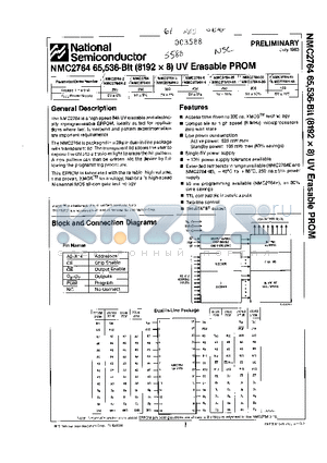NMC2764HE datasheet - 65,536-BIT (8192x8) UV ERASABLE PROM