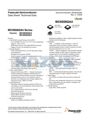 MC9S08QA4CFQEE datasheet - Technical Data