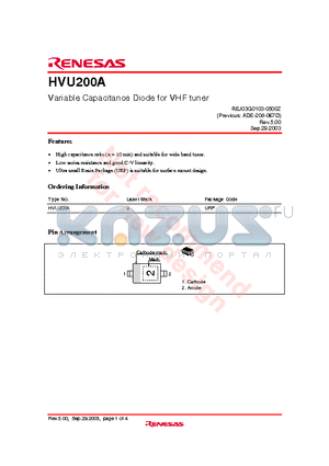 HVU200A datasheet - Variable Capacitance Diode for VHF tuner