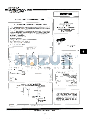 MCM2801 datasheet - ELECTRICALLY  ERASABLE PROGRAMMABLE READ ONLY MEMORY