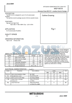 MGF1951A_1 datasheet - Microwave Power MES FET