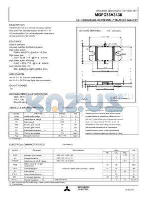 MGFC36V3436 datasheet - 3.4 - 3.6GHz BAND 4W INTERNALLY MATCHED GaAs FET