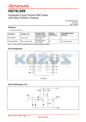 HD74LS09 datasheet - Quadruple 2-Input Positive AND Gates (with Open Collector Outputs)