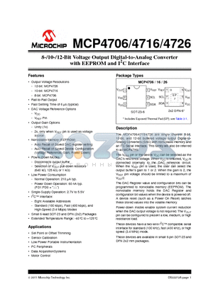 MCP4726 datasheet - 8-/10-/12-Bit Voltage Output Digital-to-Analog Converter with EEPROM and I2C Interface