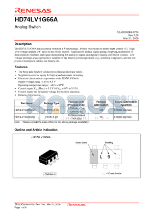 HD74LV1G66ACME datasheet - Analog Switch