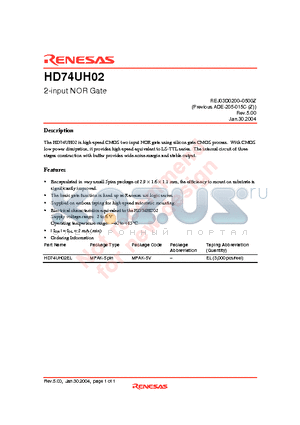 HD74UH02EL datasheet - 2-input NOR Gate