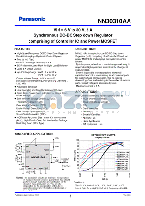 NN30310AA datasheet - Synchronous DC-DC Step down Regulator comprising of Controller IC and Power MOSFET