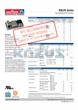NNL05-10C datasheet - Non-Isolated DC/DC Converters