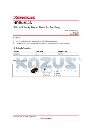 HRB0502A datasheet - Silicon Schottky Barrier Diode for Rectifying