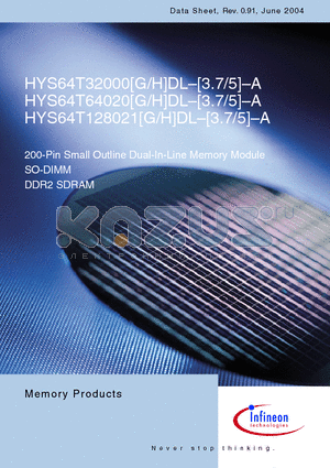 HYS64T128021HDL-5-A datasheet - 200-Pin Small Outline Dual-In-Line Memory Module