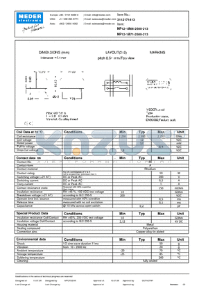 NP12-1A66-2500-213 datasheet - NP Reed Relays