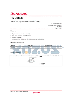 HVC383B datasheet - Variable Capacitance Diode for VCO