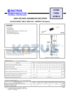 HVM12 datasheet - HIGH VOLTAGE ASSEMBLIED RECTIFIER (VOLTAGE RANGE 5000 to 16000 Volts CURRENT 0.35 Amperes)