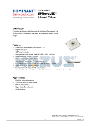 NP8-DSS datasheet - SPNovaLED Infrared 850nm