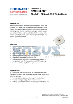 NPY-MSS datasheet - AlInGaP : SPNovaLED-1 Watt (400mA)