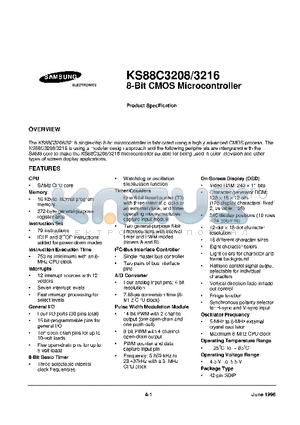 KS88C3208 datasheet - 8-Bit CMOS Microcontroller