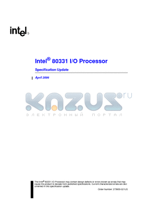 NQ80331M500 datasheet - Intel 80331 I/O Processor Specification Update