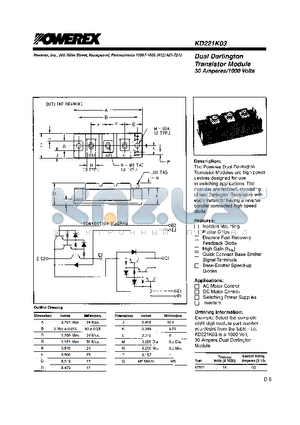 KD221K03 datasheet - Dual Darlington Transistor Module