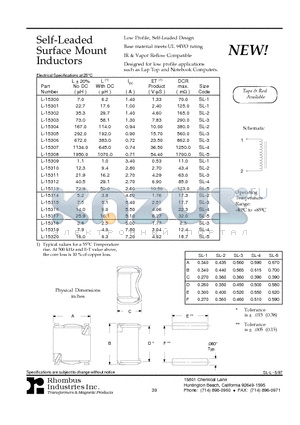 L-15308 datasheet - Self-Leaded Surface Mount Inductors