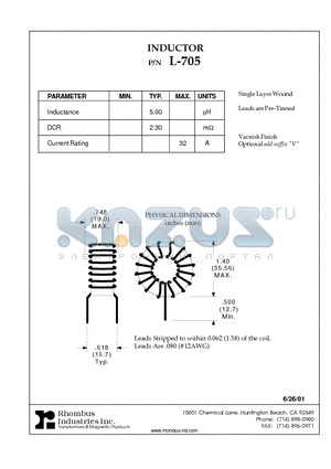 L-705 datasheet - INDUCTOR