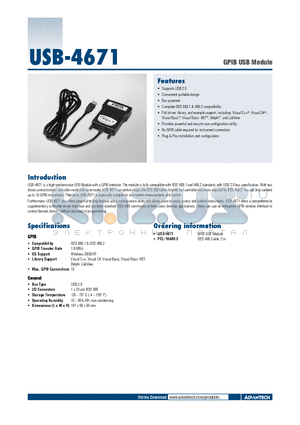 PCL-10488-2 datasheet - GPIB USB Module