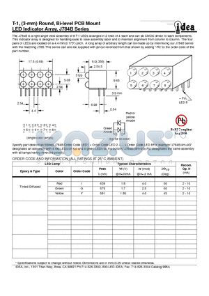 J784B datasheet - T-1, (3-mm) Round, Bi-level PCB Mount LED Indicator Array