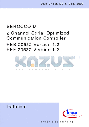 PEB20532 datasheet - 2 Channel Serial Optimized Communication Controller
