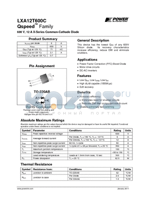 LXA12T600C datasheet - 600 V, 12 A X-Series Common-Cathode Diode